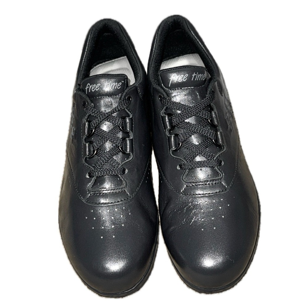 SAS Free Time Black Leather Comfort Walking Shoes Casual Lace Up | Women's 9.5N